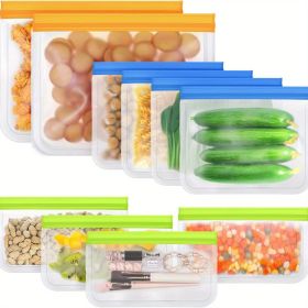 10pcs Reusable Food Storage Bags; BPA Free Flat Reusable Freezer Bags; Snack/Sandwich Bags Food Grade; Leakproof Storage Bags For Lunch; Marinate 10pcs Reusable Food Storage Bags; BPA Free Flat Reusable Freezer Bags; Snack/Sandwich Bags Food Grade; Leakproof Storage Bags For Lunch; Marinate