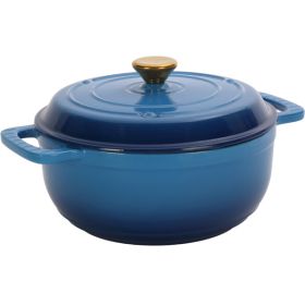 Cast iron 7.5QT cooking pot set - Gradient blue color - Includes two silicone gloves - Enamel pot Cast iron 7.5QT cooking pot set - Gradient blue color - Includes two silicone gloves - Enamel pot